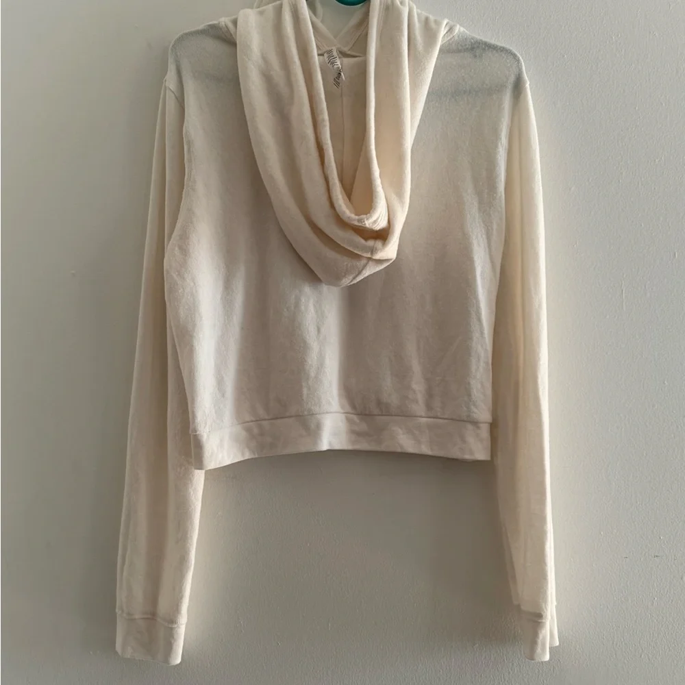 Alo Yoga Soho Hoodie Ivory Cream Sz L | Alolux Soft Minimal No Pocket - Picture 4 of 6